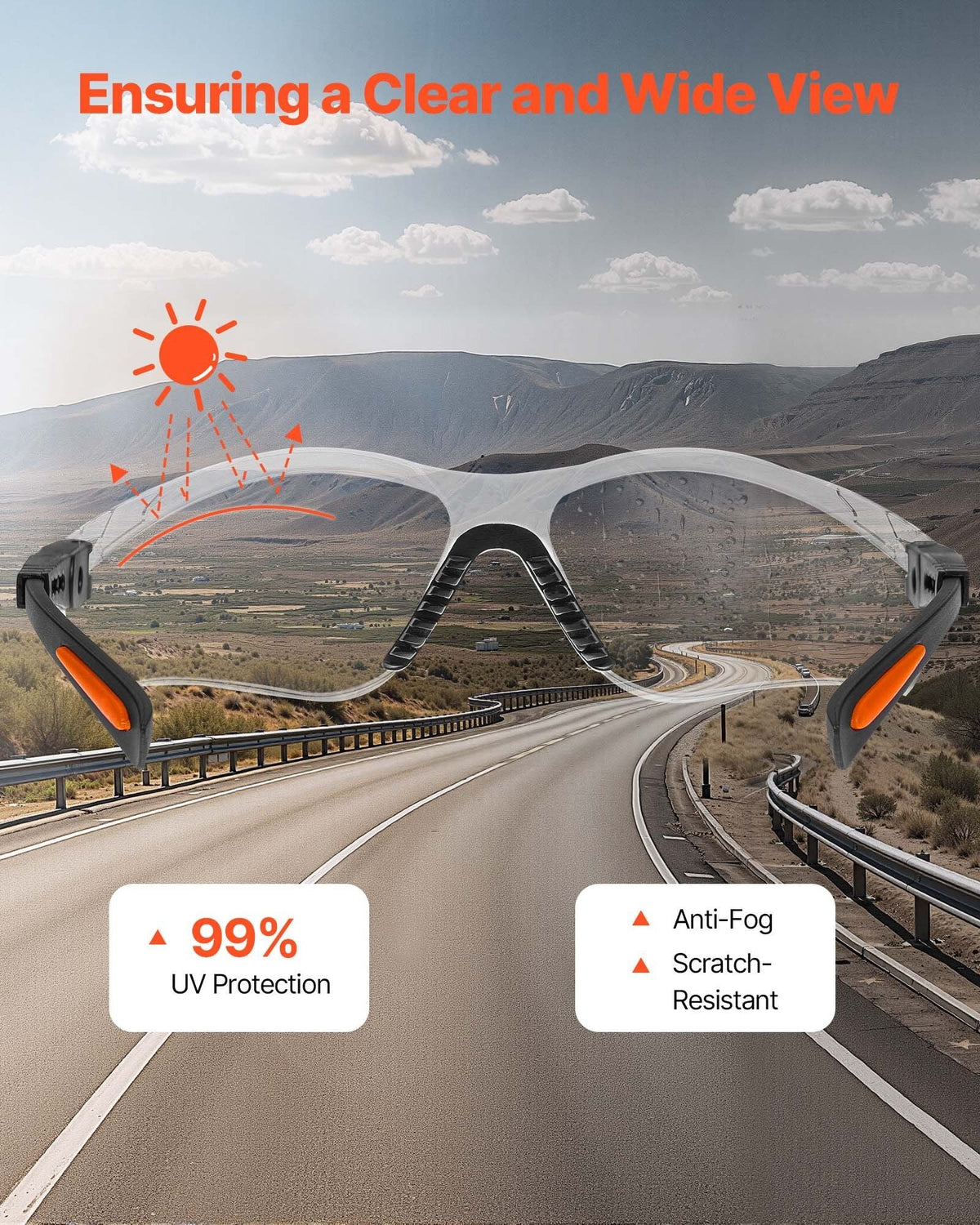 Safety Glasses Anti-Fog and Scratch-Resistant Clear Lens