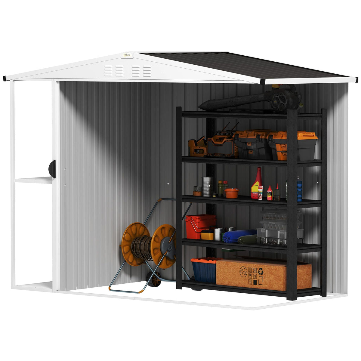 8 x 4ft Outdoor Garden Shed Metal Storage Shed with Air Vents and Lockable Door