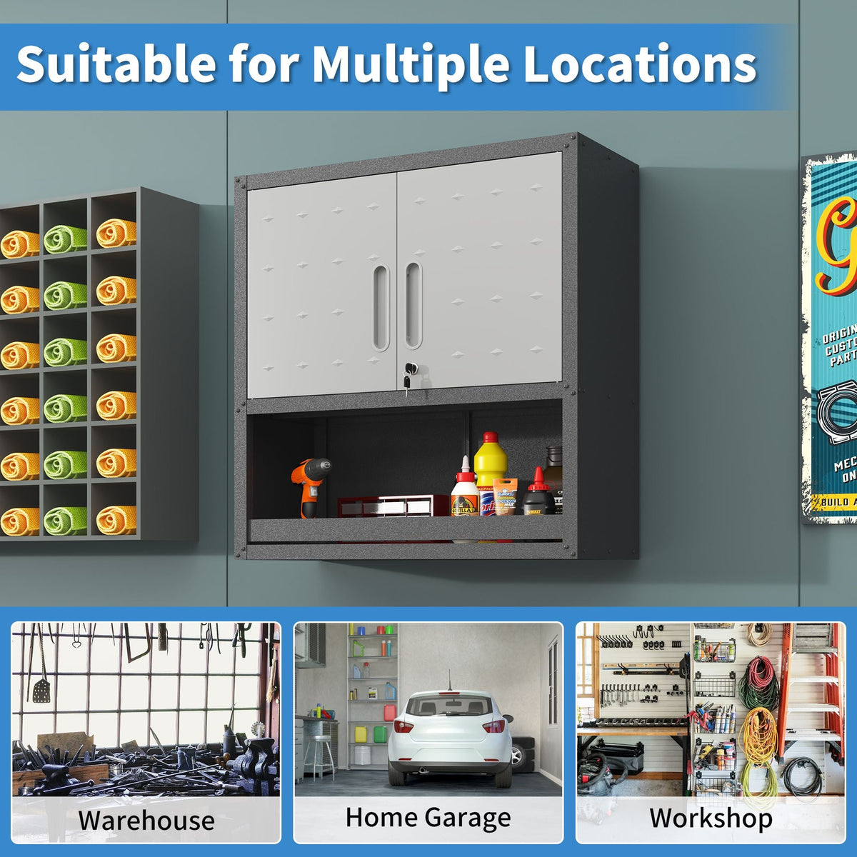 Metal Wall-Mounted Tool Storage Cabinet