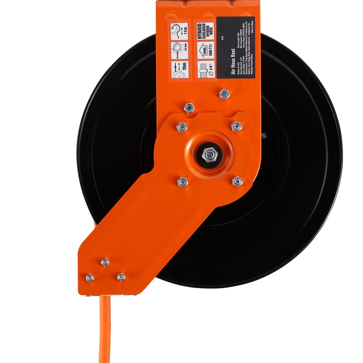 Retractable Air Hose Reel 3/8 IN x 50 FT Hybrid Air Hose Max 300PSI with 5 In Lead