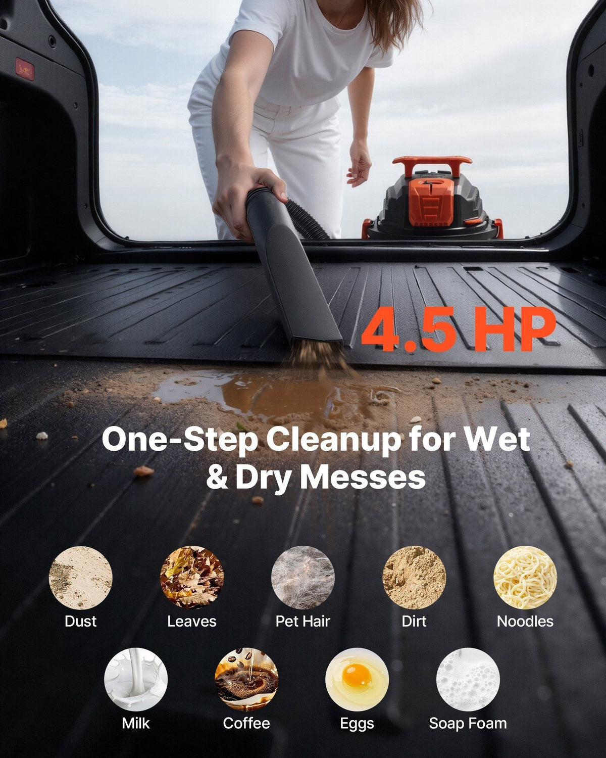 Shop Vac 8 Gallon Wet Dry Shop Vacuum 4.5 Peak HP Portable