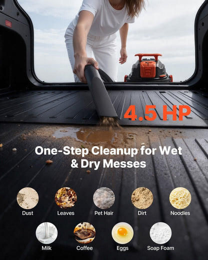 Shop Vac 8 Gallon Wet Dry Shop Vacuum 4.5 Peak HP Portable