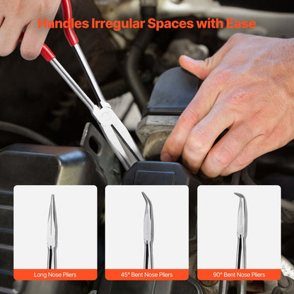 5-Piece Needle Nose Pliers 11 in Long Needle Nose Pliers Set Professional Pliers Set with Storage Bag