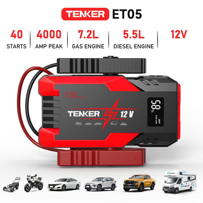 4000 AMP PEAK Car Jump Starter Power Bank 12V Battery Charger with LCD Display