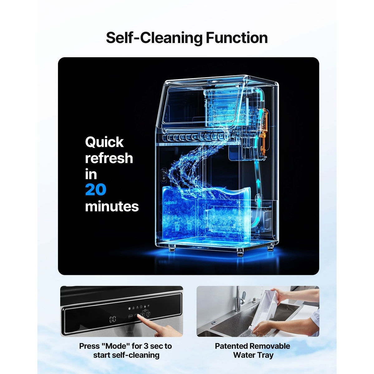 Commercial Ice Maker Machine with Pump 130Lbs/24H with 33Lbs Storage Freestanding & Under Counter Ice Maker