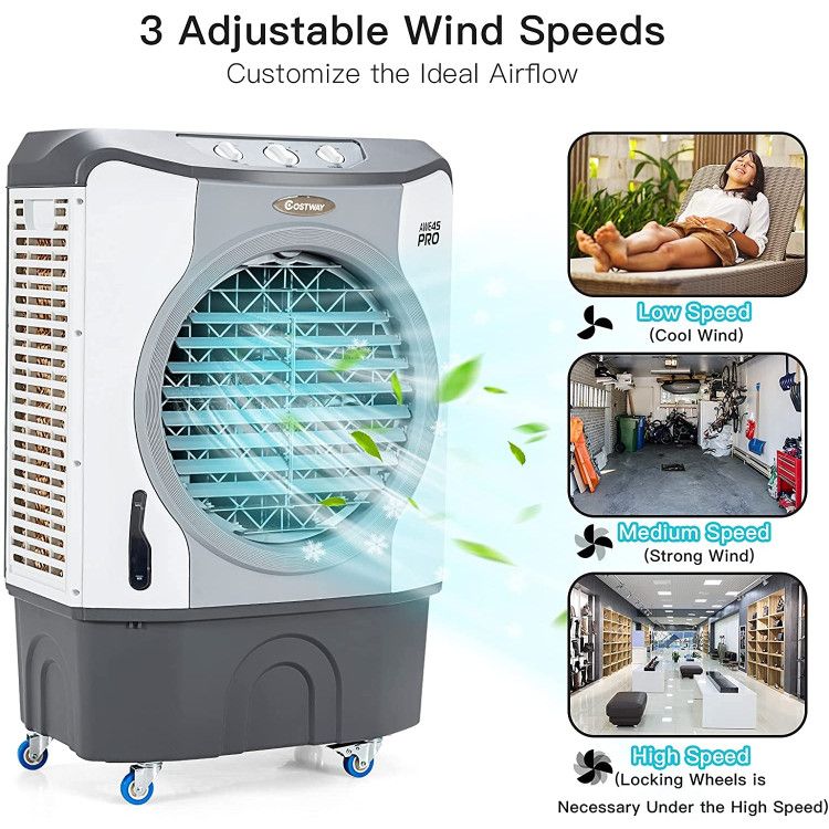 4-in-1 Industrial Evaporative Air Cooler Fan with 12 Gallon Tank