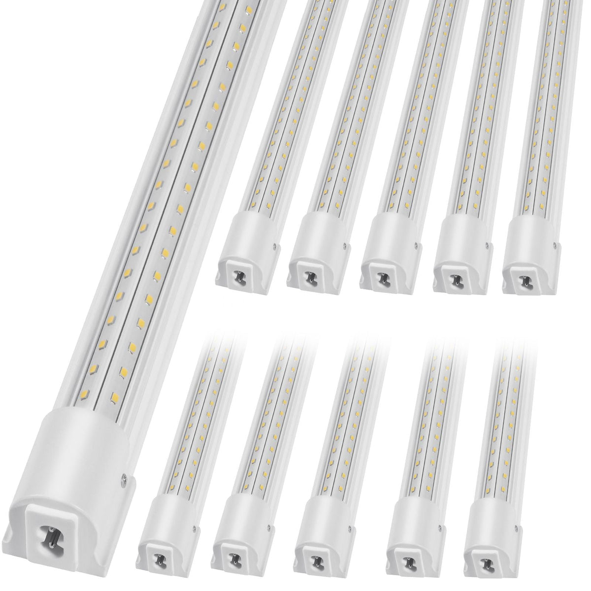 10 Pack LED Shop Light 8 FT 80W Linkable Light Fixture 10000 LM 59 in Power Cords with ON/OFF Switch