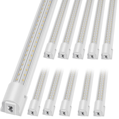 10 Pack LED Shop Light 8 FT 80W Linkable Light Fixture 10000 LM 59 in Power Cords with ON/OFF Switch
