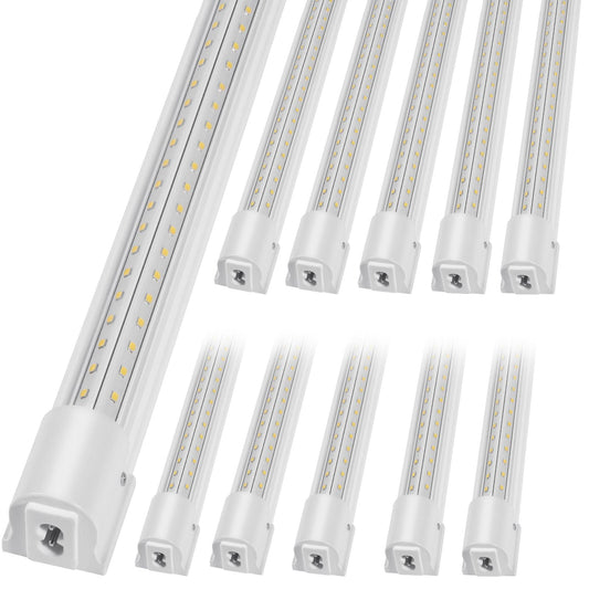 10 Pack LED Shop Light 8 FT 80W Linkable Light Fixture 10000 LM 59 in Power Cords with ON/OFF Switch