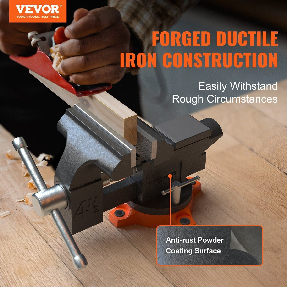 Bench Vise, 4.5-inch Jaw Width Swivel Locking Base