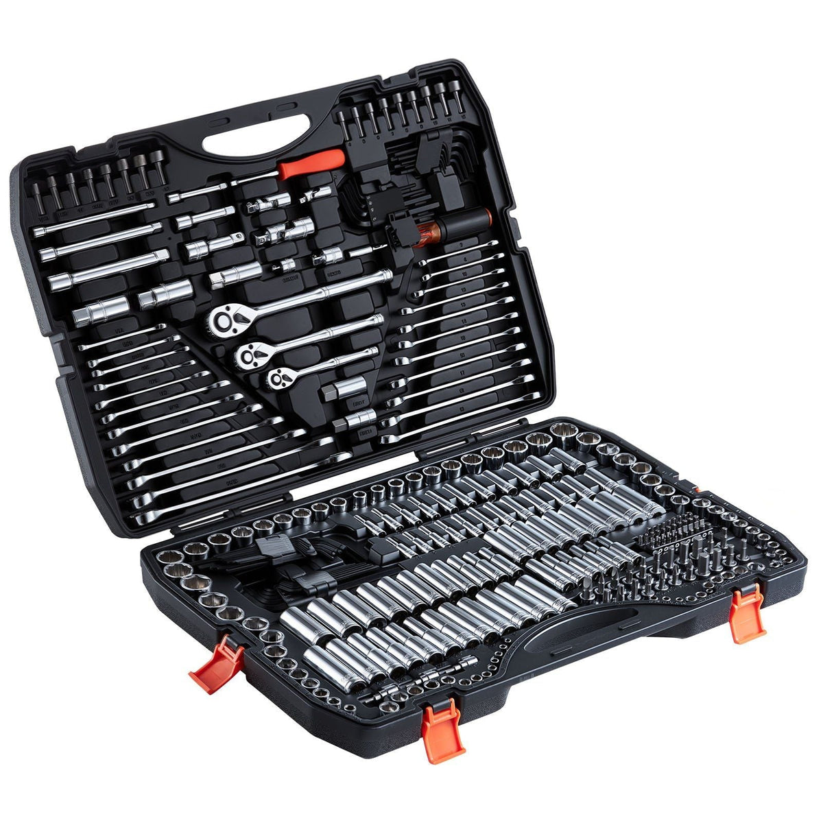 308-Piece Mechanic Tool Kit 1/4 in, 3/8 in, and 1/2 in Drive, SAE and Metric Socket Set