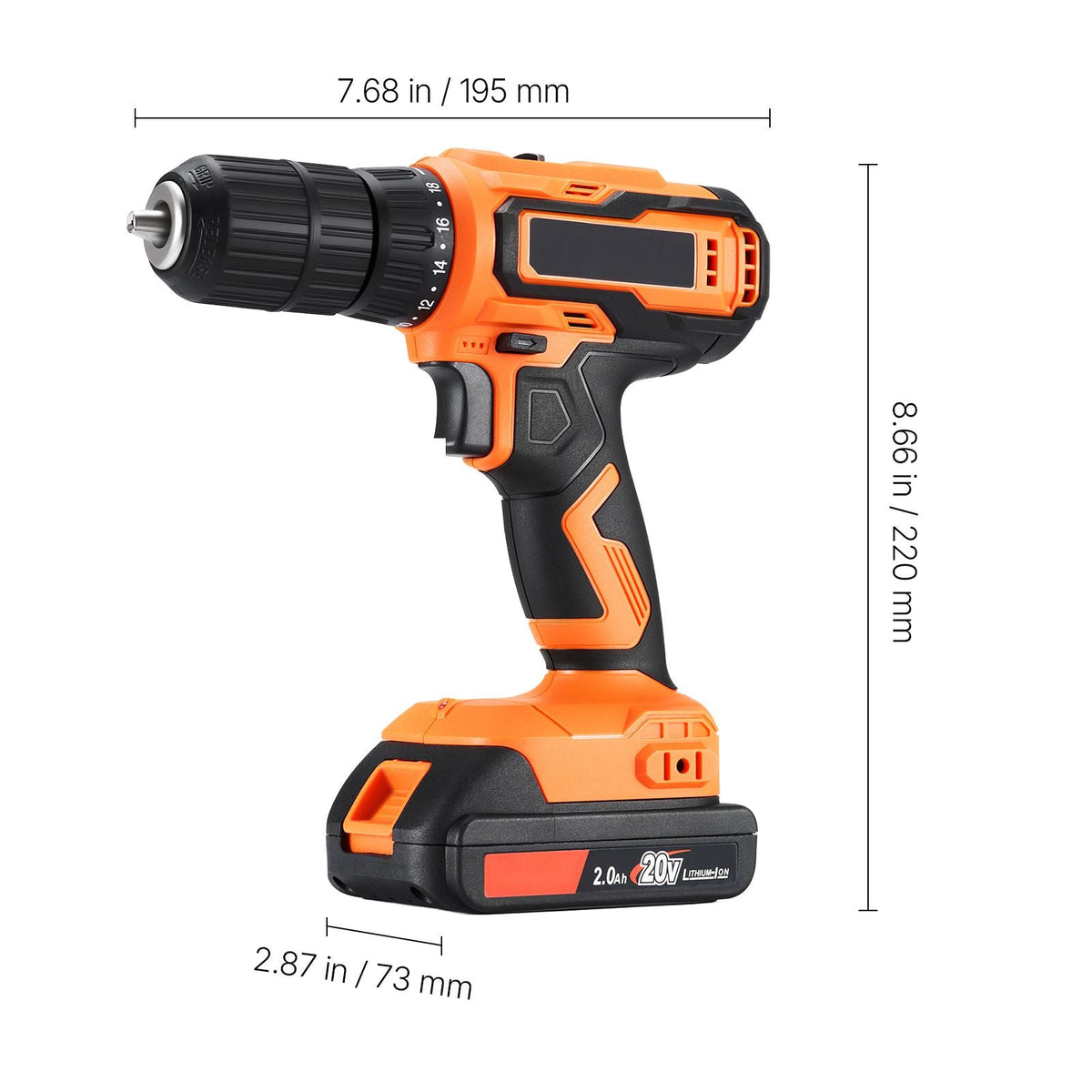 Cordless Drill Driver 1/2 inch Chuck Dual-Speed Variable Drill Driver Kit with Lithium Battery and Charger