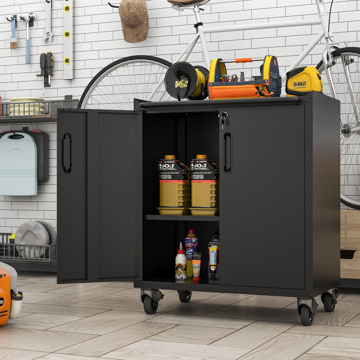 Heavy-Duty Metal Garage Storage Cabinet with Wheels