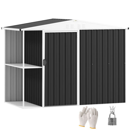 8 x 4ft Outdoor Garden Shed Metal Storage Shed with Air Vents and Lockable Door