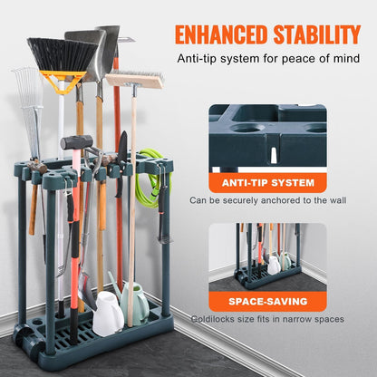 Garden Tool Organizer 10 Slots Yard Tool Rack for Garage Organization and Storage