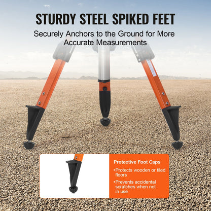 Laser Level Tripod Stand 5/8"-11 Thread Mount 27.16-67.71 in Height Heavy Duty Survey Tripod with Level Bubble & Diffusion Limiter