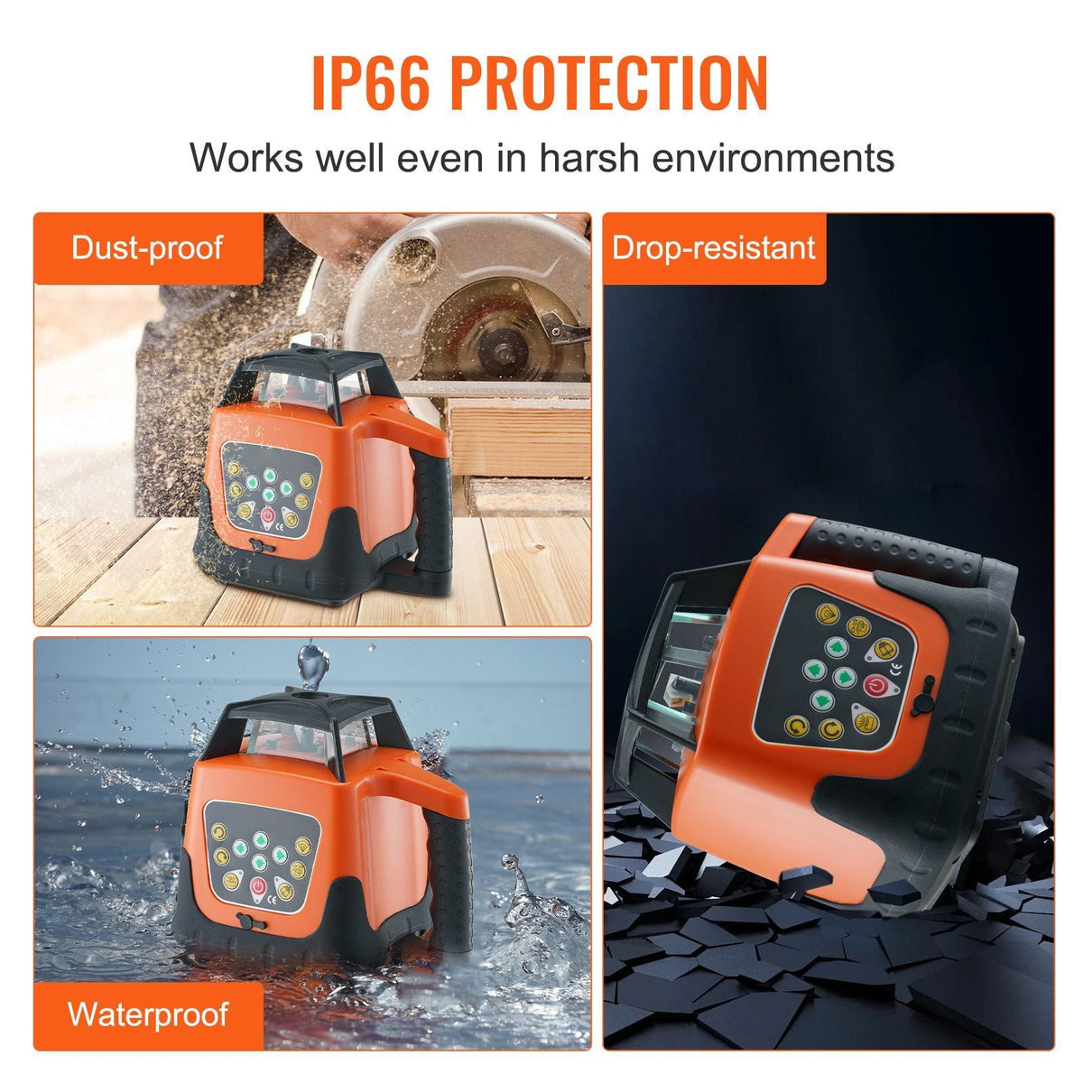 Laser Level 2000ft 360 Degree Self Leveling Green Cross Line Laser 5 Rotation Speeds & 4 Scanning Angles Adjustment IP66 Waterproof Remote Control Manual Self-leveling Mode Battery Included