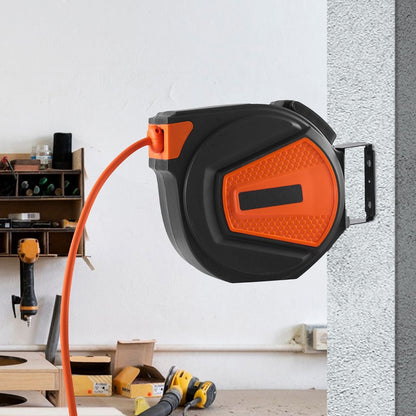 Retractable Air Hose Reel 3/8 IN x 50 FT Hybrid Air Hose Max 300PSI with 5 In Lead 180° Swivel Mount