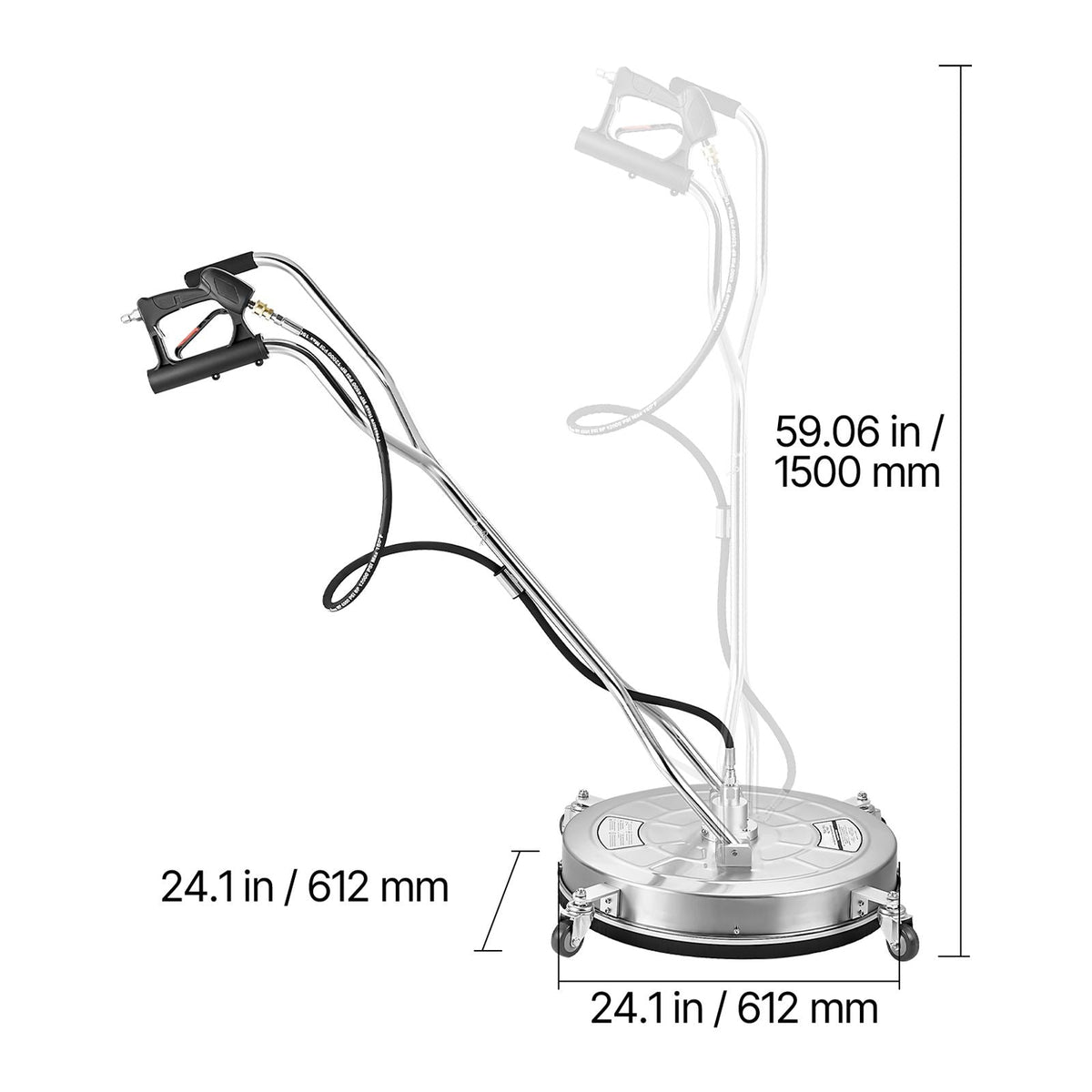 24" Pressure Washer Surface Cleaner Stainless Steel Pressure Washer 4000 Max PSI