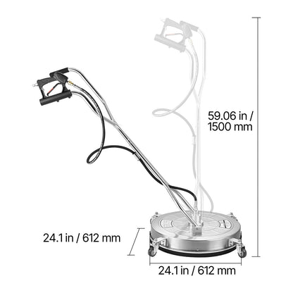 24" Pressure Washer Surface Cleaner Stainless Steel Pressure Washer 4000 Max PSI