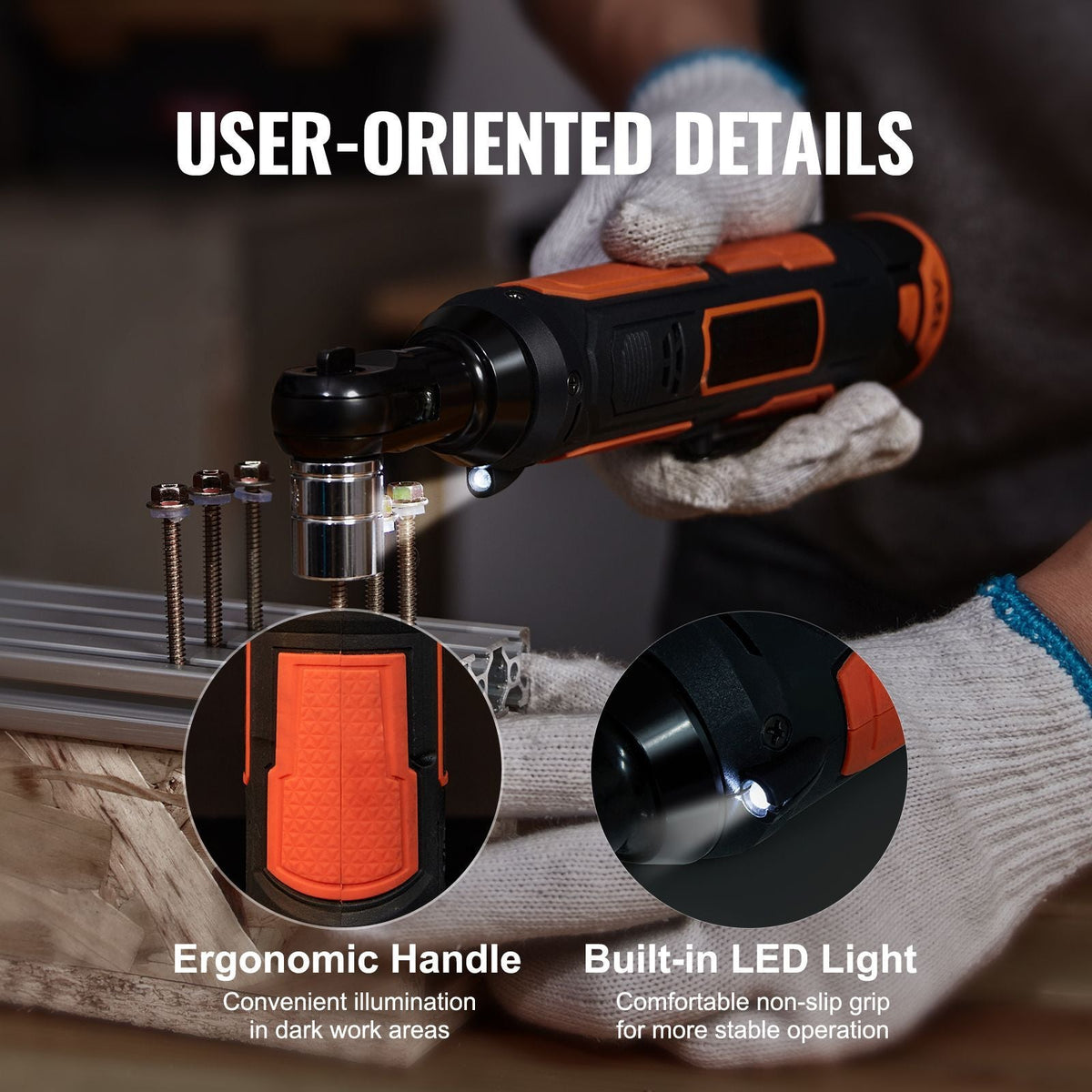 3/8" Cordless Electric Ratchet Wrench Set 12V Tool Kit