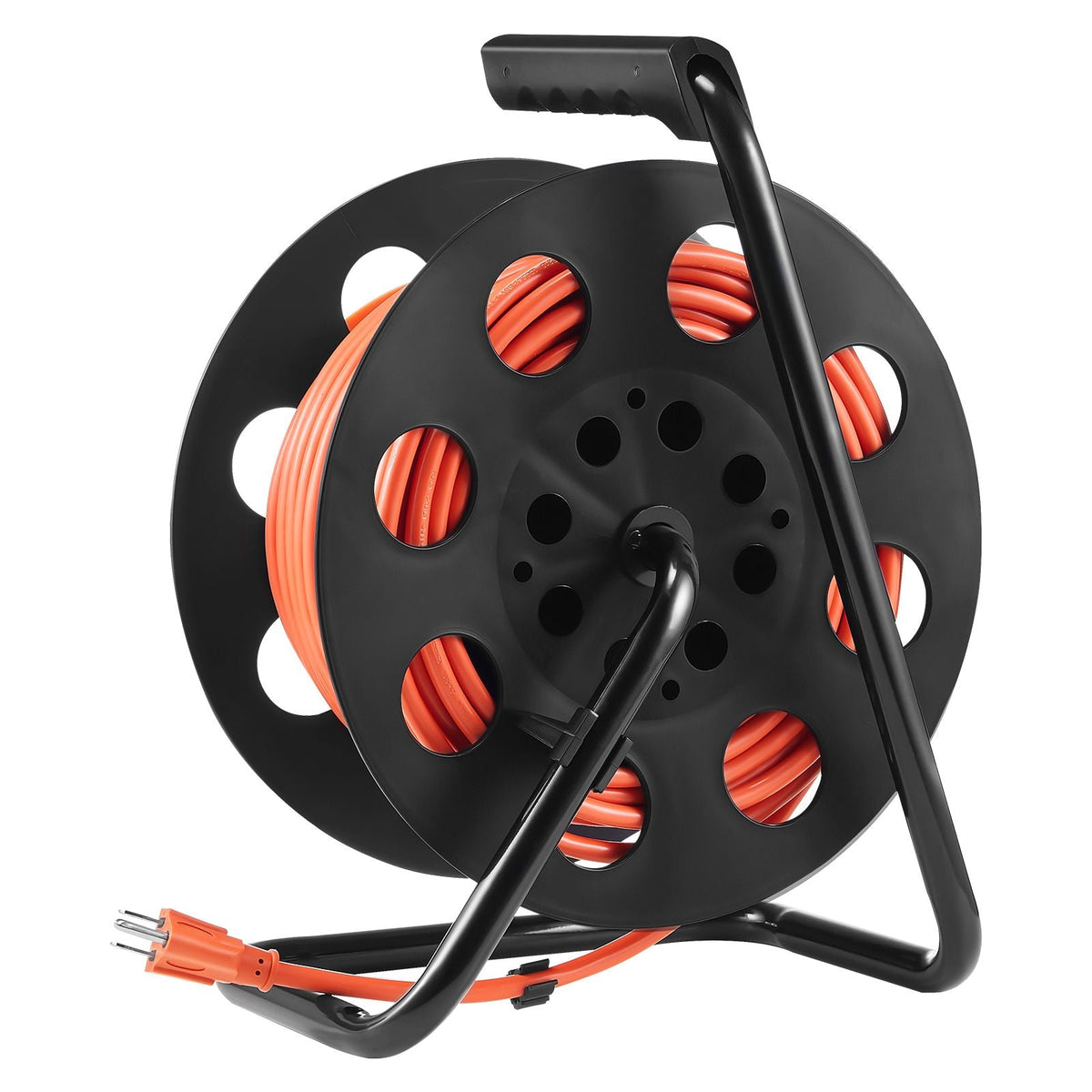 Extension Cord Reel 100FT with 4 Outlets and Dust Cover Heavy Duty 14AWG Power Cord