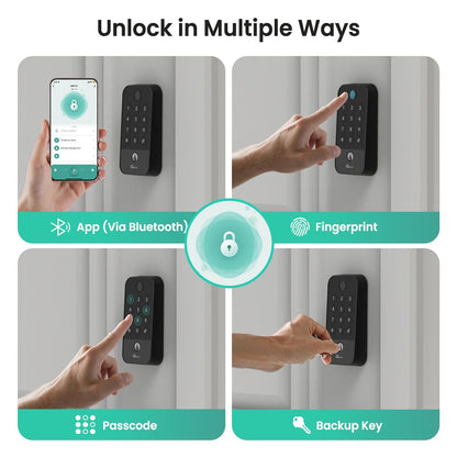 Smart WiFi Door Lock with Bluetooth Gateway, Fingerprint & Keypad Keyless Entry Deadbolt, App Remote Control, Auto Lock, Voice Control Compatible with Alexa, for Front Door