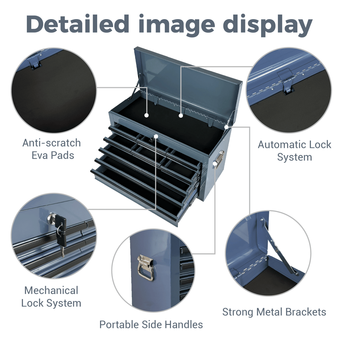 Heavy Duty Metal Tool Box 24-inch Portable Metal Tool Box with 9 Drawers