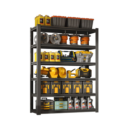 82"H 6 Tier Metal Shelves 2400LBS Heavy Duty Storage Shelves 48"W*18"D*82"H,Black