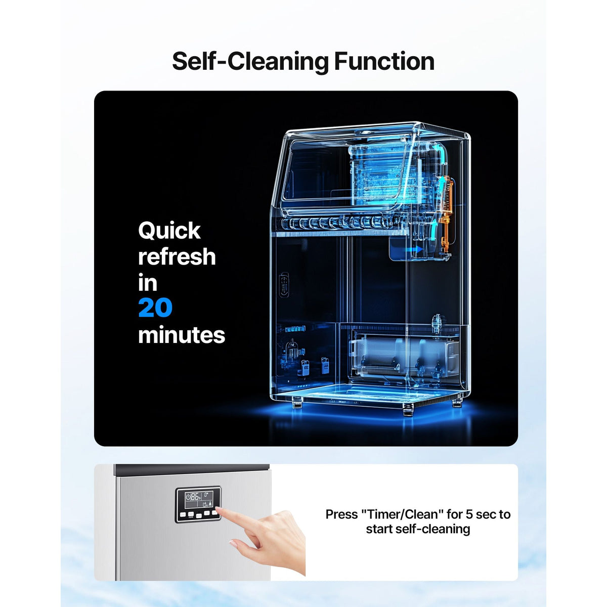 Commercial Ice Maker Machine 100lbs/24h with 28Lbs Storage Stainless Steel Freestanding & Under Counter Ice Maker