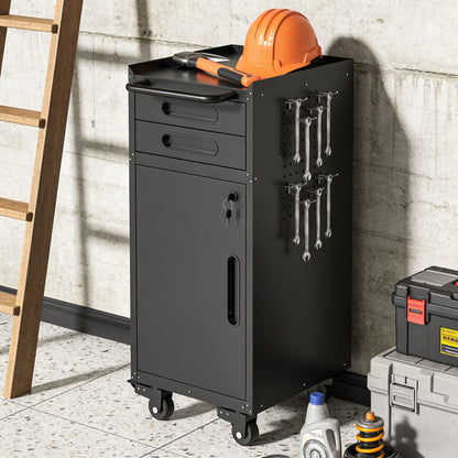 34.3" Narrow Rolling Tool Cabinet Garage Storage with Lockable Door Slim Metal Organizer