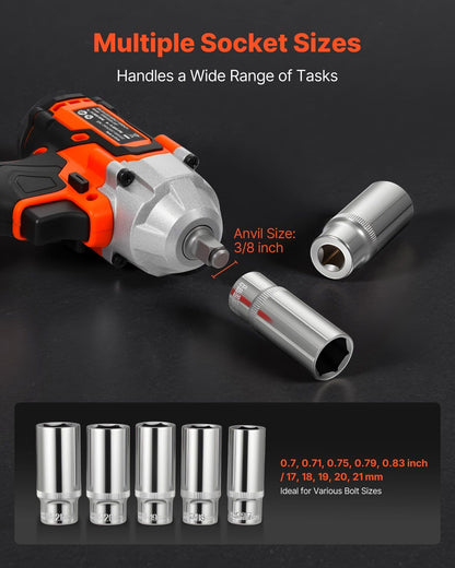 Cordless Impact Wrench 3/8 inch 20V Impact Wrench with 4Ah Battery and Charger