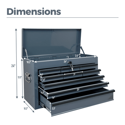 Heavy Duty Metal Tool Box 24-inch Portable Metal Tool Box with 9 Drawers