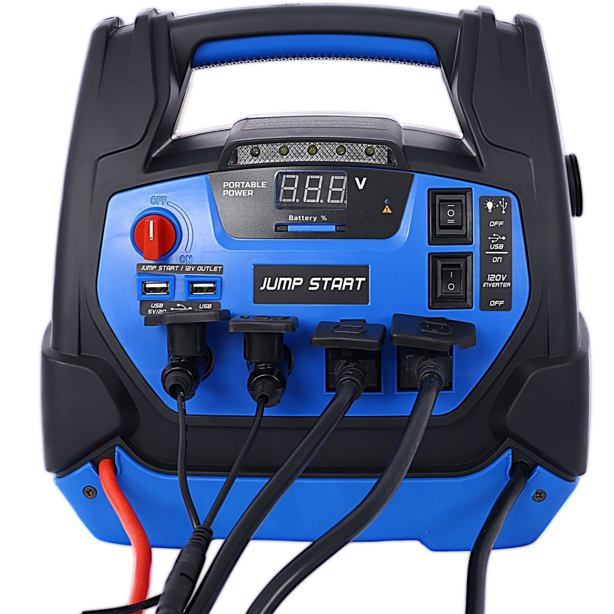 Rechargeable Jump Starter for Gas Diesel Vehicles 1800 Amps with Air Compressor and Power Bank