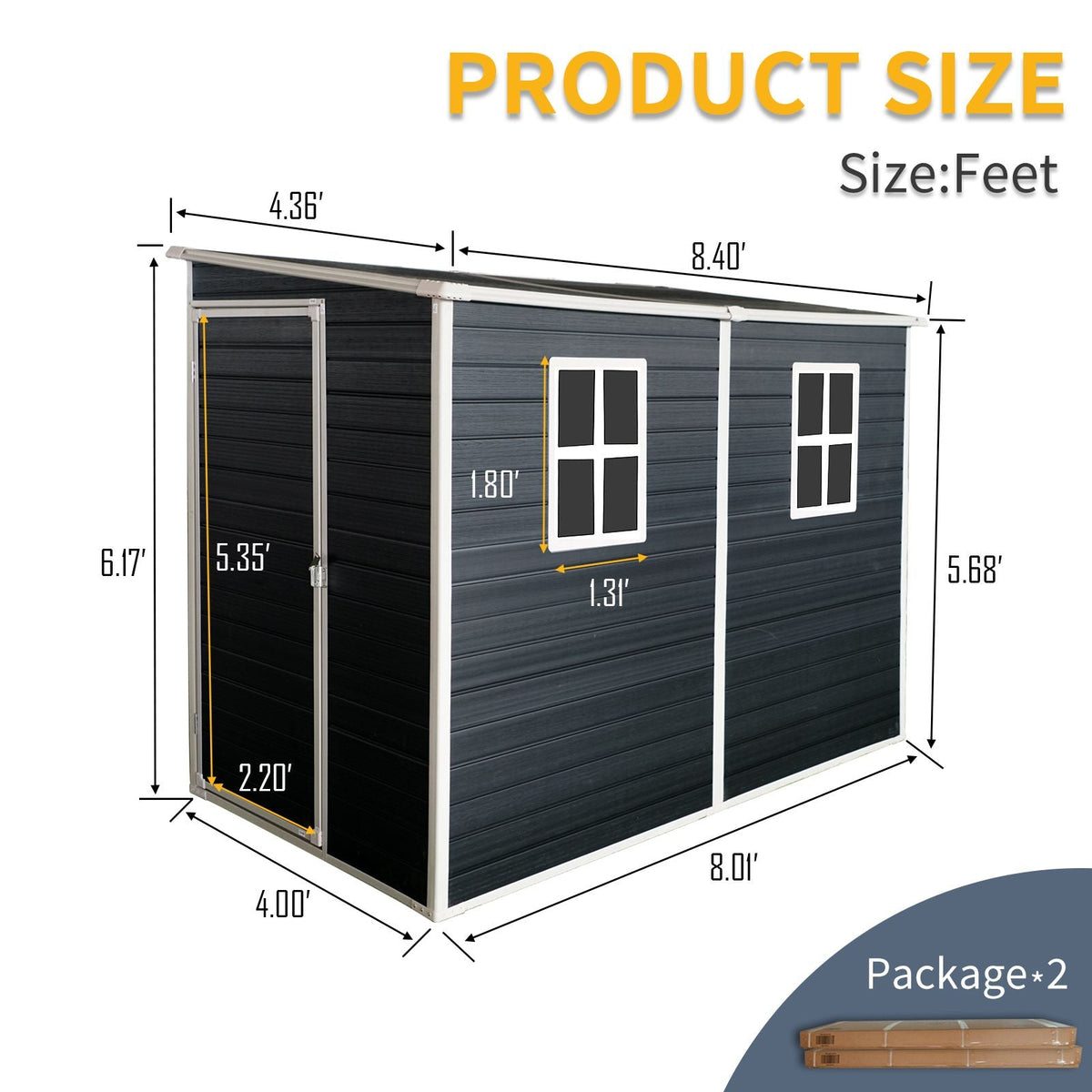 4x8ft Outdoor Storage Shed with Floor