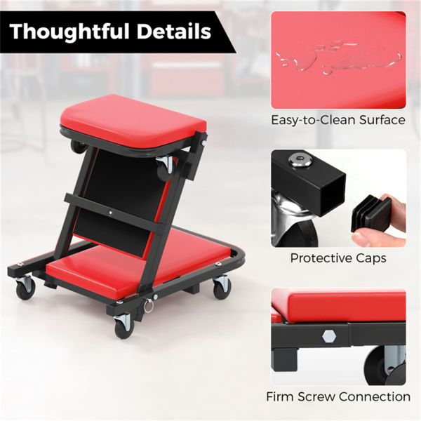 Foldable Garage Creeper with Padded Seat