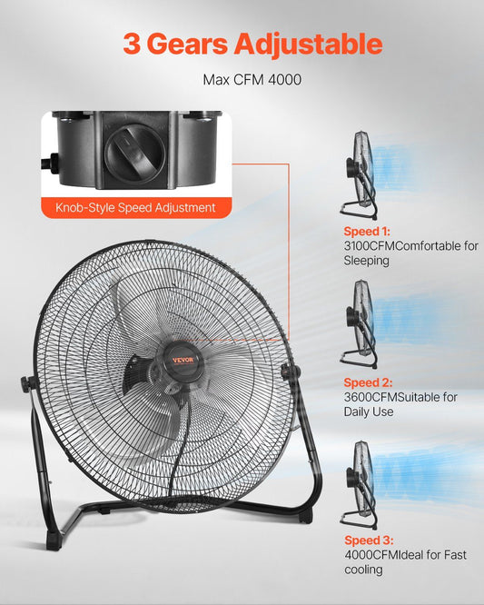 3 Speeds High Velocity Heavy Duty 18 Inch Industrial Fan