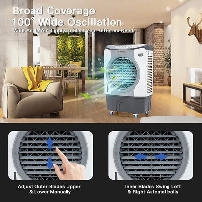 4-in-1 Industrial Evaporative Air Cooler Fan with 12 Gallon Tank
