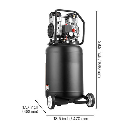 Portable 20-Gallon Oil-Free Air Compressor - 2HP with 4.5 SCFM Output
