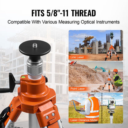 Laser Level Tripod Stand 5/8"-11 Thread Mount 27.16-67.71 in Height Heavy Duty Survey Tripod with Level Bubble & Diffusion Limiter