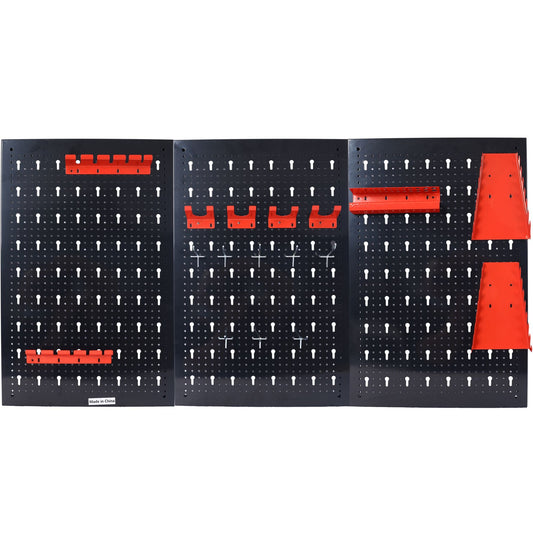 Pegboard Wall Organizer, 4ft Metal Garage Pegboard Tool Organizer w/3 Pegboards