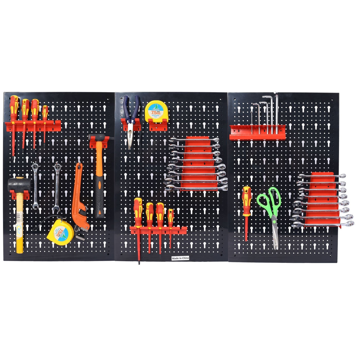 Pegboard Wall Organizer, 4ft Metal Garage Pegboard Tool Organizer w/3 Pegboards