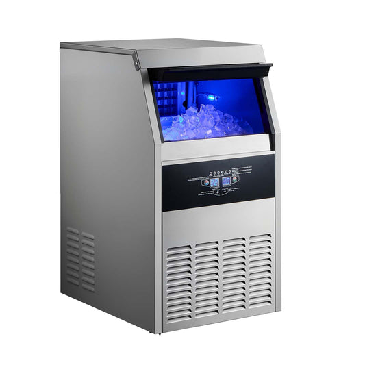 Commercial Ice Maker Machine 130lbs/24h with 30 lbs Storage Capacity Freestanding & Under Counter Ice Maker