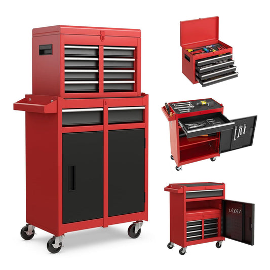 Tool Chest 5-Drawer Rolling Tool Storage Cabinet with Detachable Top Tool Box