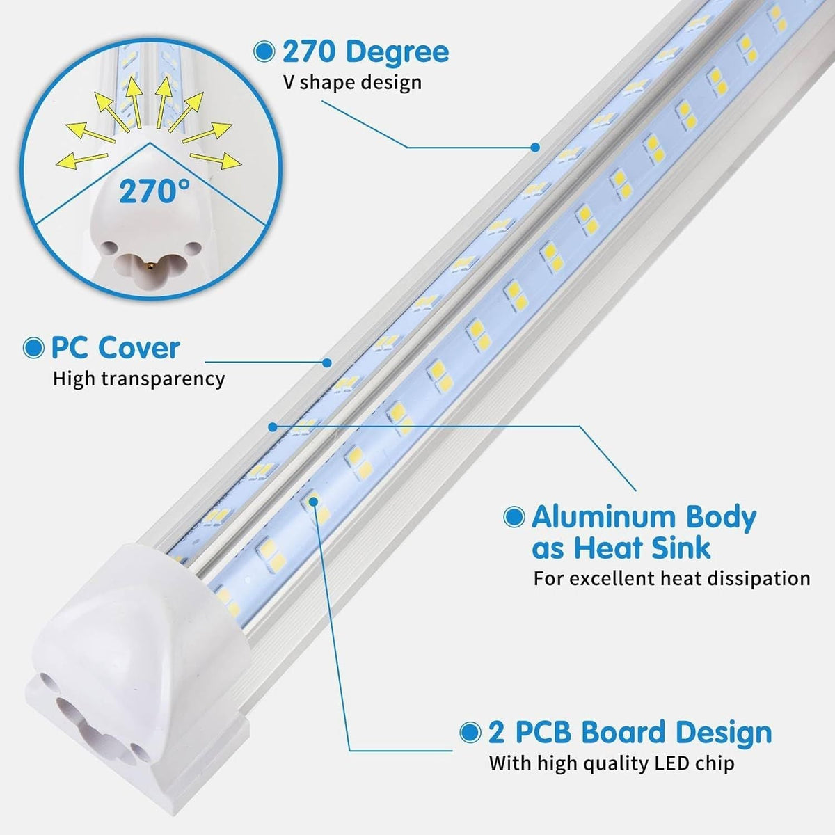 Led Shop Lights 4FT 110V Linkable for Shop Garage (4-Pack)