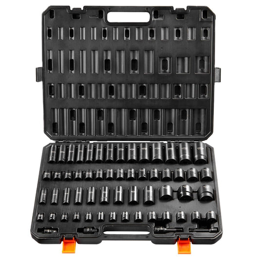 3/8" & 1/2" Drive Impact Socket Set 59PCS Socket Set SAE 5/16" to 1-1/4" and Metric 6-32mm