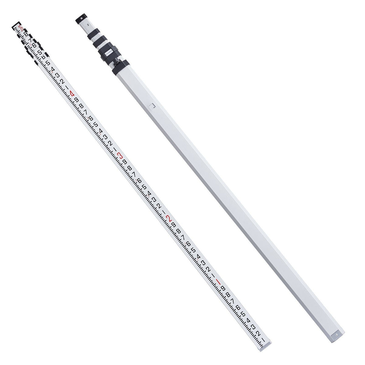 Aluminum Grade Rod 25-Feet/10ths Telescopic Measuring Double-Sided Scale 1/10ft Leveling Rod Stick