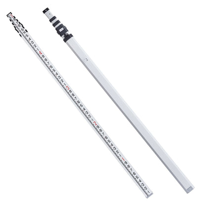 Aluminum Grade Rod 25-Feet/10ths Telescopic Measuring Double-Sided Scale 1/10ft Leveling Rod Stick
