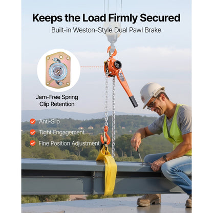 Heavy Duty Manual Lever Chain Hoist 3T 6600LBS Capacity Come Along 10FT Lift G80 Alloy Steel Chain