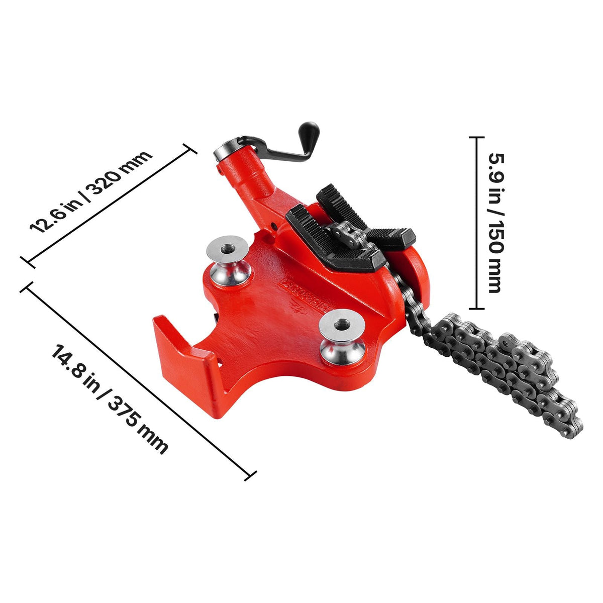 Heavy-Duty Pipe Chain Vise 1/2" - 8" Capacity Iron Base Clamping
